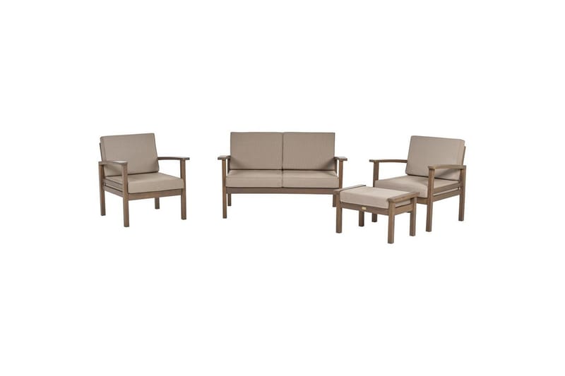Loungegrupp med bord Beliani Manila Ja Grey||Dark wood - Hagemøbler & utemiljø - Hagegruppe - Sofagruppe utendørs