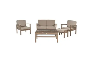 Loungegrupp med bord Beliani Manila Ja Grey||Dark wood - Hagemøbler & utemiljø - Hagegruppe - Sofagruppe utendørs