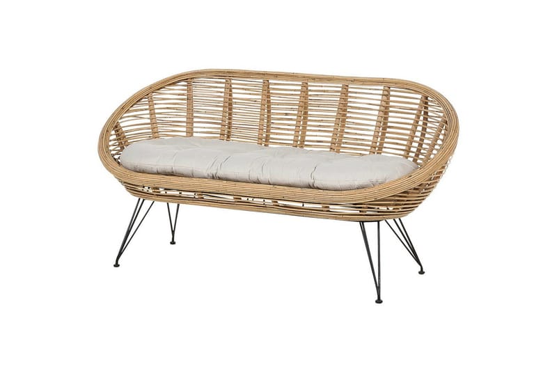 Loungegrupp med bord Beliani Maratea/Cesenatico 3-Sits Natural||Black||Beige - Hagemøbler & utemiljø - Hagegruppe - Sofagruppe utendørs
