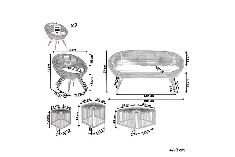 Loungegrupp med bord Beliani Maratea/Cesenatico 4-Sits Natural||Black||Beige - Hagemøbler & utemiljø - Hagegruppe - Sofagruppe utendørs