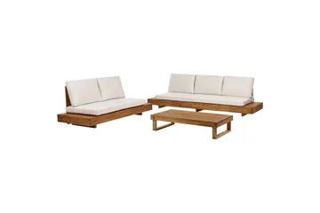 Loungegrupp med bord Beliani Marettimo Light wood, White - Hagemøbler & utemiljø - Hagegruppe - Sofagruppe utendørs