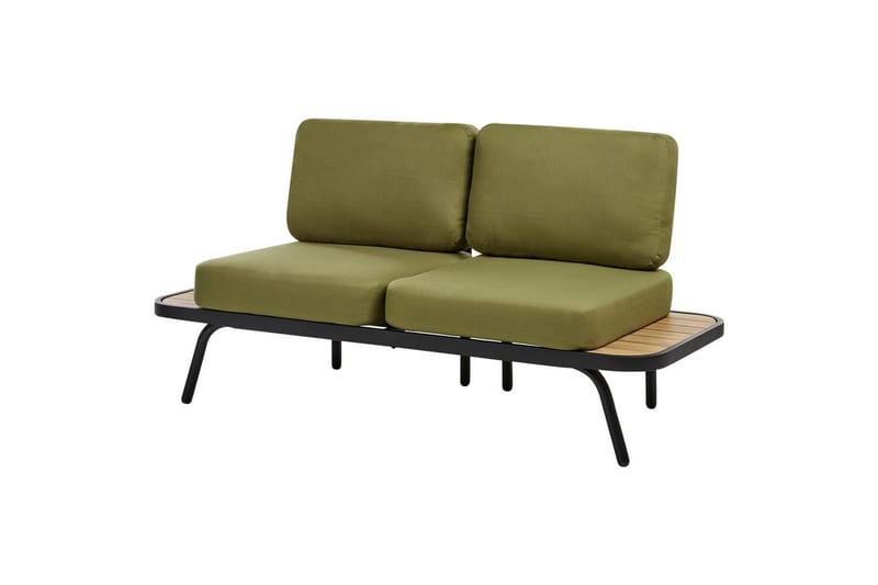 Loungegrupp med bord Beliani Minozzo Green||Black||Light wood - Hagemøbler & utemiljø - Hagegruppe - Sofagruppe utendørs
