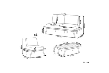 Loungegrupp med bord Beliani Minozzo Green||Black||Light wood - Hagemøbler & utemiljø - Hagegruppe - Sofagruppe utendørs