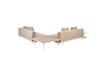 Loungegrupp med bord Beliani Missanello Beige/vit Beige||White - Hagemøbler & utemiljø - Hagegruppe - Sofagruppe utendørs