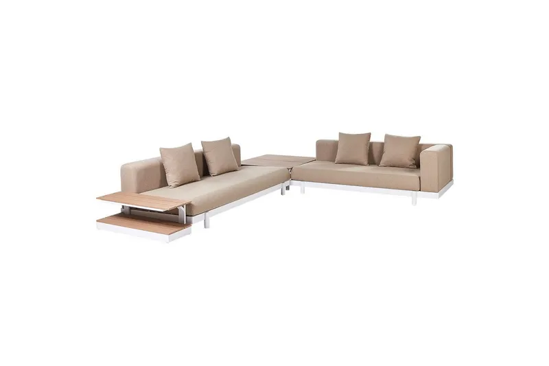 Loungegrupp med bord Beliani Missanello Beige/vit Beige||White