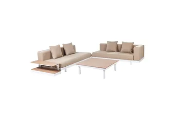 Loungegrupp med bord Beliani Missanello Beige/vit Beige||White - Hagemøbler & utemiljø - Hagegruppe - Sofagruppe utendørs