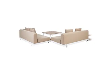 Loungegrupp med bord Beliani Missanello Beige/vit Beige||White - Hagemøbler & utemiljø - Hagegruppe - Sofagruppe utendørs