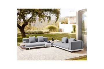 Loungegrupp med bord Beliani Missanello Beige/vit Grey||White - Hagemøbler & utemiljø - Hagegruppe - Sofagruppe utendørs