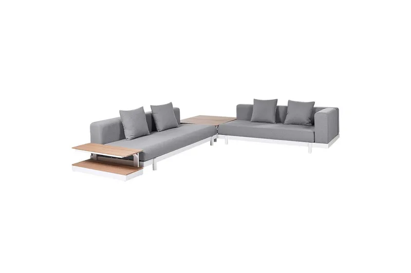 Loungegrupp med bord Beliani Missanello Beige/vit Grey||White