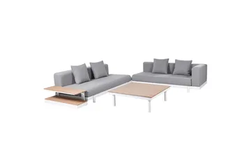 Loungegrupp med bord Beliani Missanello Beige/vit Grey||White - Hagemøbler & utemiljø - Hagegruppe - Sofagruppe utendørs