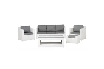 Loungegrupp med bord Beliani Roma White||Grey - Hagemøbler & utemiljø - Hagegruppe - Sofagruppe utendørs