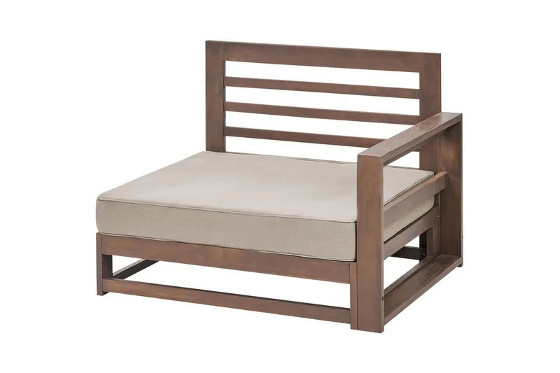 Loungegrupp med bord Beliani Timor Ljus trä/grått/beige, Ja Dark wood||Grey||Beige - Hagemøbler & utemiljø - Hagegruppe - Sofagruppe utendørs