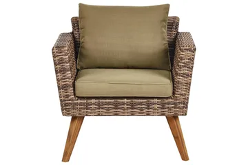 Loungegrupp med bord Beliani Vittoria Beige/grönt/mörkt trä, 5-Sits Beige||Green||Dark wood - Hagemøbler & utemiljø - Hagegruppe - Sofagruppe utendørs