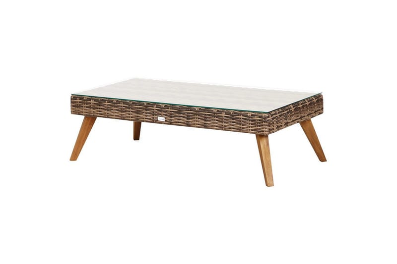 Loungegrupp med bord Beliani Vittoria Beige/grönt/mörkt trä, 5-Sits Beige||Green||Dark wood - Hagemøbler & utemiljø - Hagegruppe - Sofagruppe utendørs
