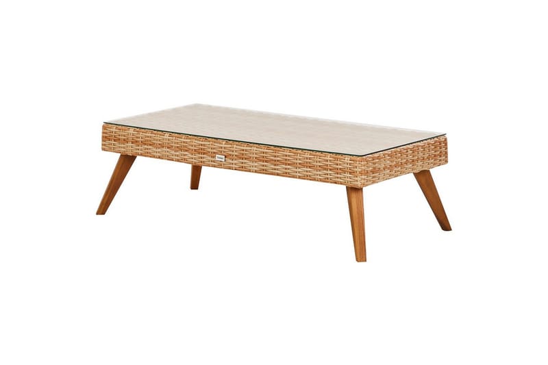 Loungegrupp med bord Beliani Vittoria Beige/grönt/mörkt trä, 5-Sits Beige||White||Light wood - Hagemøbler & utemiljø - Hagegruppe - Sofagruppe utendørs