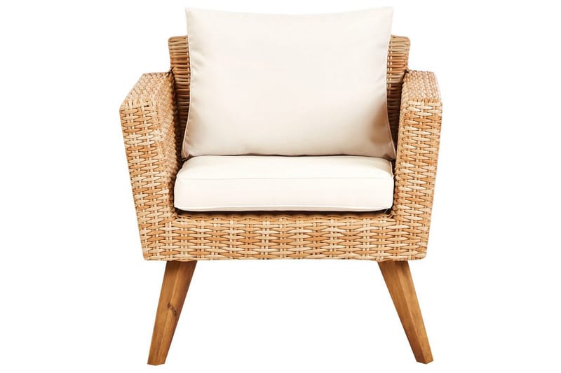 Loungegrupp med bord Beliani Vittoria Beige/grönt/mörkt trä, 5-Sits Beige||White||Light wood - Hagemøbler & utemiljø - Hagegruppe - Sofagruppe utendørs