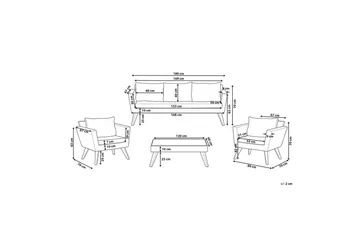 Loungegrupp med bord Beliani Vittoria Beige/grönt/mörkt trä, 5-Sits Beige||White||Light wood - Hagemøbler & utemiljø - Hagegruppe - Sofagruppe utendørs