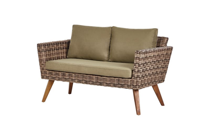 Loungegrupp med bord Beliani Vittoria Naturligt/grönt/ljust trä, 4-Sits Natural||Green||Light wood - Hagemøbler & utemiljø - Hagegruppe - Sofagruppe utendørs