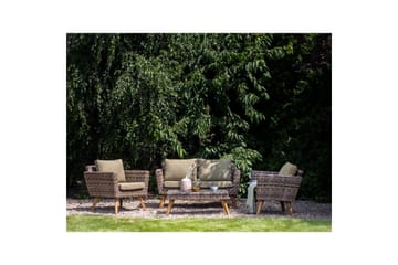 Loungegrupp med bord Beliani Vittoria Naturligt/grönt/ljust trä, 4-Sits Natural||Green||Light wood - Hagemøbler & utemiljø - Hagegruppe - Sofagruppe utendørs