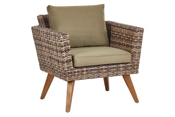 Loungegrupp med bord Beliani Vittoria Naturligt/grönt/ljust trä, 4-Sits Natural||Green||Light wood - Hagemøbler & utemiljø - Hagegruppe - Sofagruppe utendørs