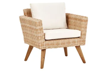 Loungegrupp med bord Beliani Vittoria Naturligt/grönt/ljust trä, 4-Sits Natural||White||Light wood - Hagemøbler & utemiljø - Hagegruppe - Sofagruppe utendørs
