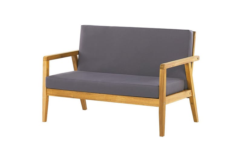Loungegrupp med bord Beliani Pallano Light wood||Grey - Hagemøbler & utemiljø - Hagegruppe - Sofagruppe utendørs