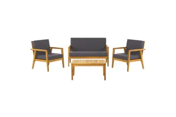 Loungegrupp med bord Beliani Pallano Light wood||Grey - Hagemøbler & utemiljø - Hagegruppe - Sofagruppe utendørs