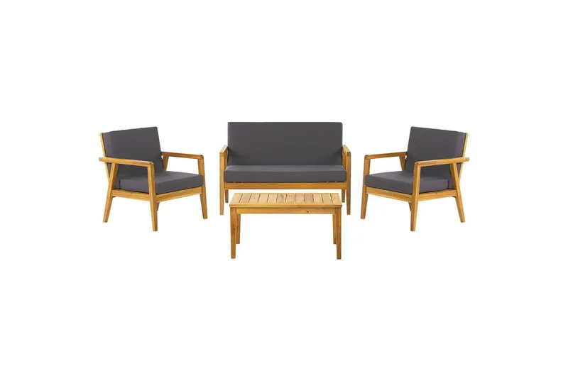 Loungegrupp med bord Beliani Pallano Light wood||Grey