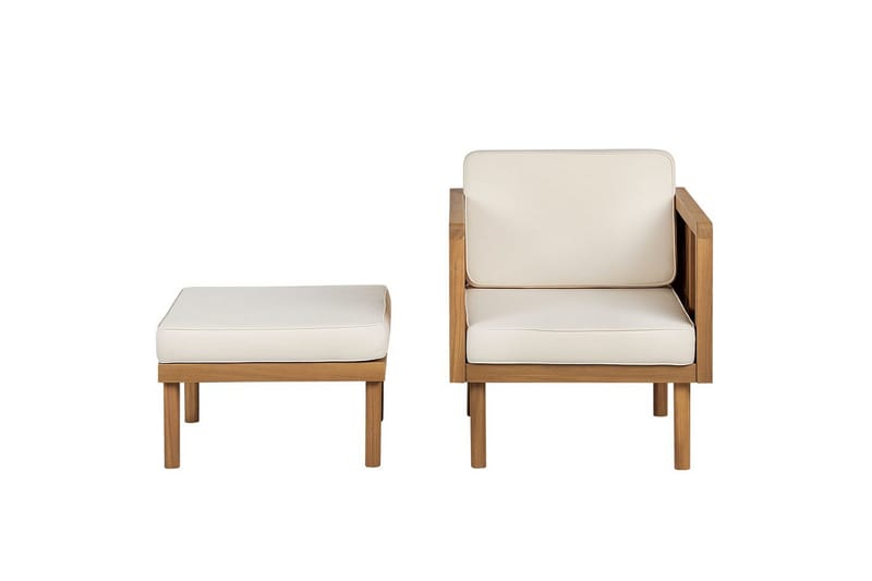 Loungegrupp med fotpall Beliani Baratti Light wood||Beige - Hagemøbler & utemiljø - Hagegruppe - Sofagruppe utendørs