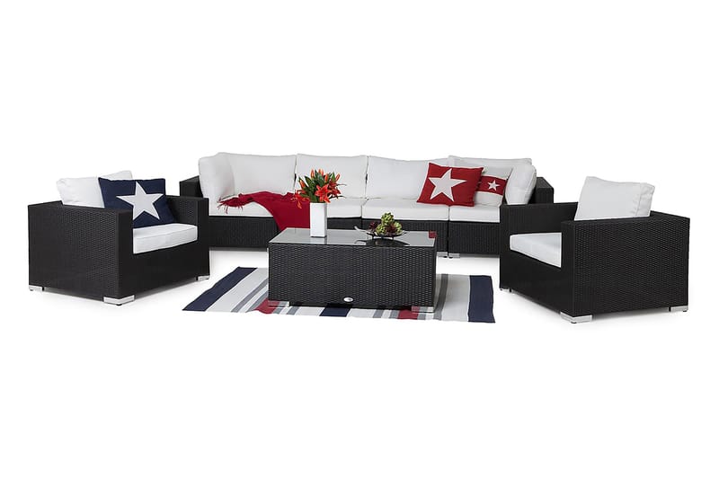 Loungegruppe Bahamas 4 Kunstrotting Svart - Loungegrupper - Sofagruppe utendørs