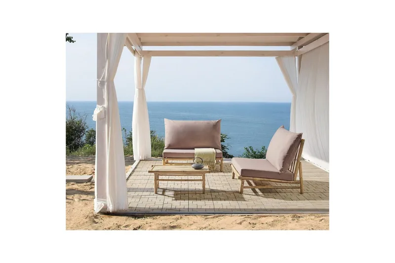 Loungeset Beliani Todi Ljus trä/Taupe Light wood||Taupe - Hagemøbler & utemiljø - Hagegruppe - Sofagruppe utendørs