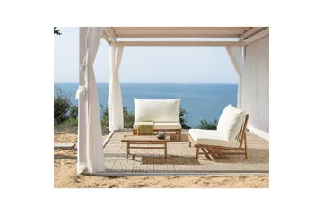 Loungeset Beliani Todi Ljus trä/Taupe Light wood||White - Hagemøbler & utemiljø - Hagegruppe - Sofagruppe utendørs
