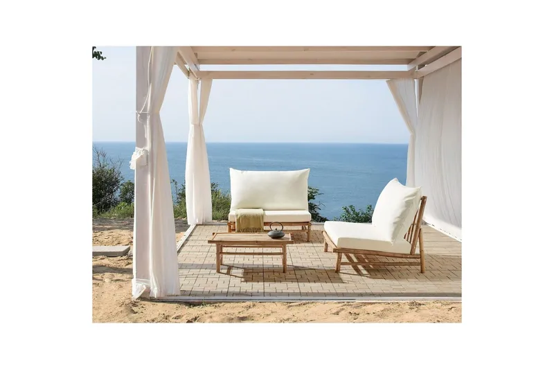 Loungeset Beliani Todi Ljus trä/Taupe Light wood||White - Hagemøbler & utemiljø - Hagegruppe - Sofagruppe utendørs