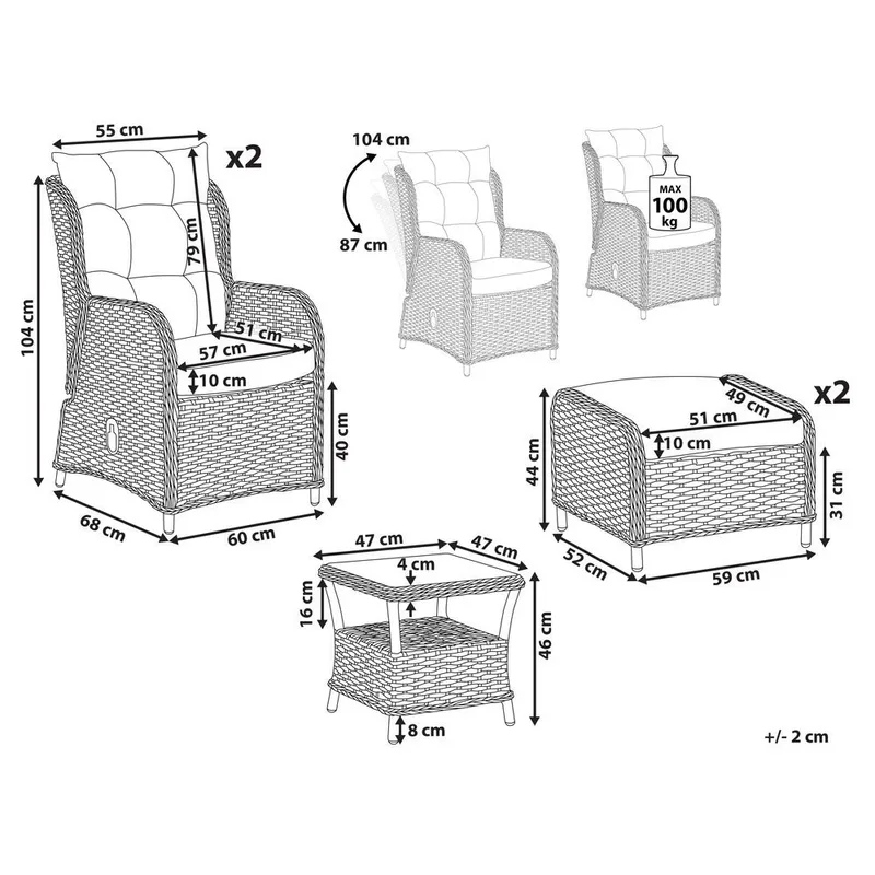Loungesett Ponza - Hagemøbler & utemiljø - Hagegruppe - Cafemøbler & cafesett