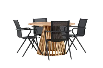 Lumpur Matgruppe 110 cm Rund med 4 Alina Stoler - Natur - Hagemøbler & utemiljø - Hagegruppe - Spisegrupper hage