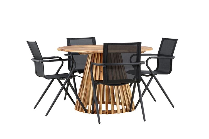 Lumpur Matgruppe 110 cm Rund med 4 Alina Stoler - Natur - Hagemøbler & utemiljø - Hagegruppe - Spisegrupper hage