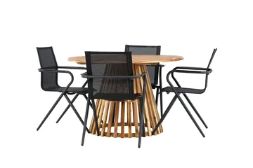 Lumpur Matgruppe 110 cm Rund med 4 Alina Stoler - Natur - Hagemøbler & utemiljø - Hagegruppe - Spisegrupper hage