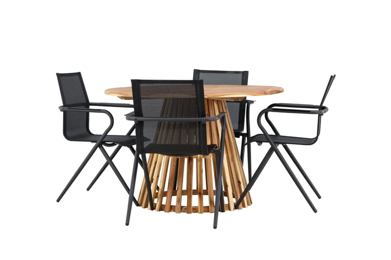 Lumpur Matgruppe 110 cm Rund med 4 Alina Stoler - Natur - Hagemøbler & utemiljø - Hagegruppe - Spisegrupper hage