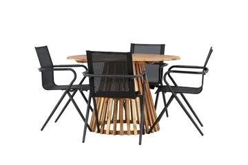 Lumpur Matgruppe 110 cm Rund med 4 Alina Stoler - Natur - Hagemøbler & utemiljø - Hagegruppe - Spisegrupper hage