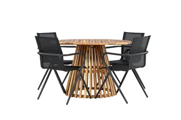 Lumpur Matgruppe 110 cm Rund med 4 Alina Stoler - Natur - Hagemøbler & utemiljø - Hagegruppe - Spisegrupper hage
