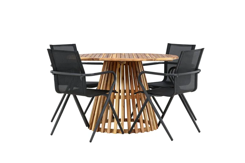 Lumpur Matgruppe 110 cm Rund med 4 Alina Stoler - Natur - Hagemøbler & utemiljø - Hagegruppe - Spisegrupper hage