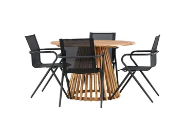 Lumpur Matgruppe 110 cm Rund med 4 Alina Stoler - Natur - Hagemøbler & utemiljø - Hagegruppe - Spisegrupper hage
