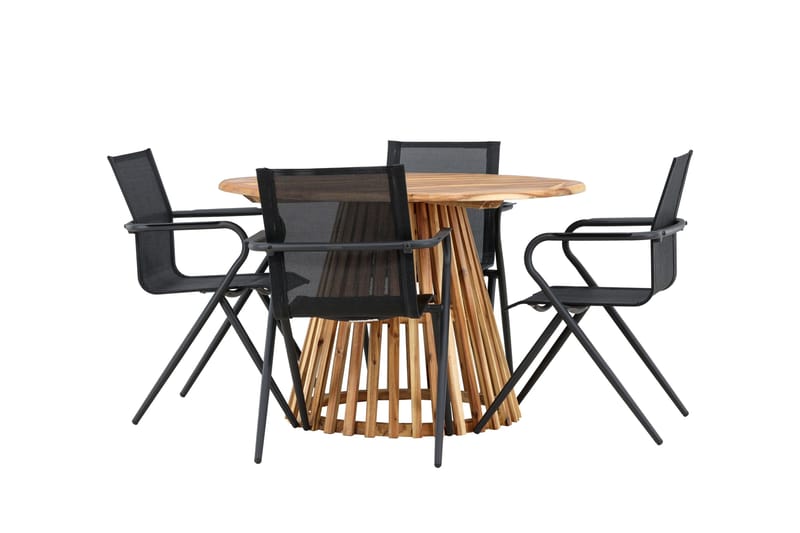 Lumpur Matgruppe 110 cm Rund med 4 Alina Stoler - Natur - Hagemøbler & utemiljø - Hagegruppe - Spisegrupper hage