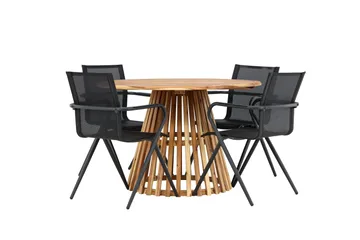 Lumpur Matgruppe 110 cm Rund med 4 Alina Stoler - Natur - Hagemøbler & utemiljø - Hagegruppe - Spisegrupper hage