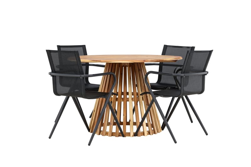 Lumpur Matgruppe 110 cm Rund med 4 Alina Stoler - Natur - Hagemøbler & utemiljø - Hagegruppe - Spisegrupper hage