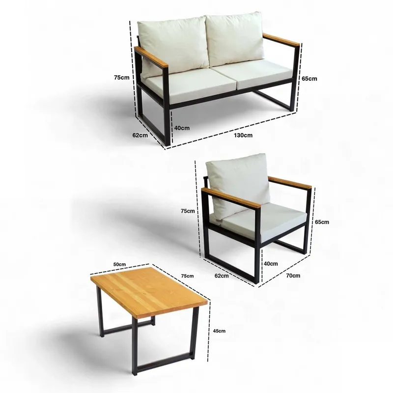 Luvin 3-seters Sofagruppe Utendørs - Beige - Hagemøbler & utemiljø - Hagegruppe - Sofagruppe utendørs