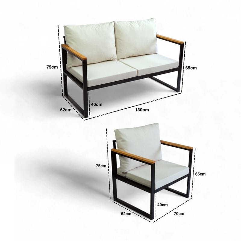 Luvin 3-seters Sofagruppe Utendørs - Beige - Hagemøbler & utemiljø - Hagegruppe - Sofagruppe utendørs