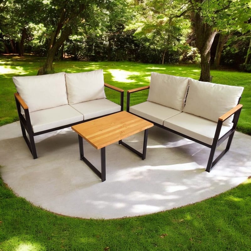 Luvin 4-seters Sofagruppe Utendørs - Beige - Hagemøbler & utemiljø - Hagegruppe - Sofagruppe utendørs