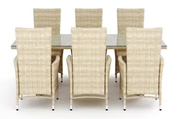 Majestic spisegruppe utendørs 210 + 6 Jenny regulerbar lenestol Comfort Garden Beige - Hagemøbler & utemiljø - Hagegruppe - Spisegrupper hage