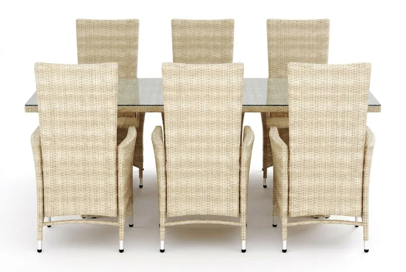 Majestic spisegruppe utendørs 210 + 6 Jenny regulerbar lenestol Comfort Garden Beige - Hagemøbler & utemiljø - Hagegruppe - Spisegrupper hage